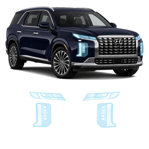 Антигравійна захисна бронеплівка за лекалами для Hyundai Palisade I facelift 2023- оптика (фари та ПТФ)