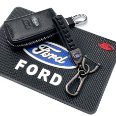 Автонабір №44 для Ford / Килимок панелі / Брелок з карабіном та чохол для автоключів з логотипом