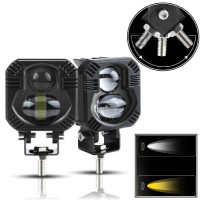 Bi-LED Фара додаткова Квадрата 65x65x50 мм 10-80V W/Y P-66-40W 4 390 (Біле та Жовте Світло)