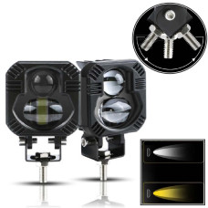 Bi-LED Фара додаткова Квадрата 65x65x50 мм 10-80V W/Y P-66-40W 4 390 (Біле та Жовте Світло)