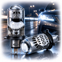 LED лампы автомобильные H4 12V 80/100w 9000 / 11000Lm 6000K 3570+3570 Chips (Линзованные D35 мм С Обманкой Canbus) M01P