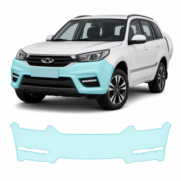 Антигравийная защитная бронепленка по лекалам для Chery Tiggo 3 II facelift 2020- передний бампер