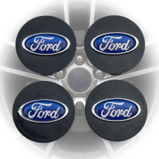 Ковпачки на литі диски Ford 60х55 мм / Чорно-Сині 4 шт