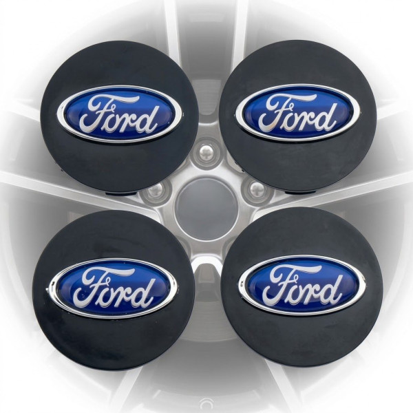 Ковпачки на литі диски Ford 60х55 мм / Чорно-Сині 4 шт