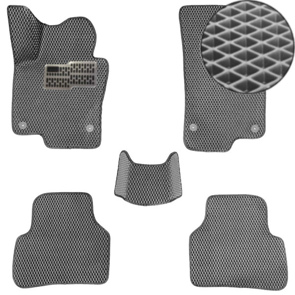 3D EVA Коврики в салон для Volkswagen Passat B6 2005-2010 З Підп'ятником Сірі-Сірій кант 5 шт