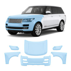 Антигравийная защитная бронепленка по лекалам для Land Rover Range Rover L405 2012-2017 - передняя часть авто (капот бампер фары крылья)