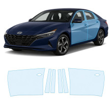 Антигравийная защитная бронепленка по лекалам для Hyundai Elantra CN7 2020-2023 - зоны дверей и стойки окон