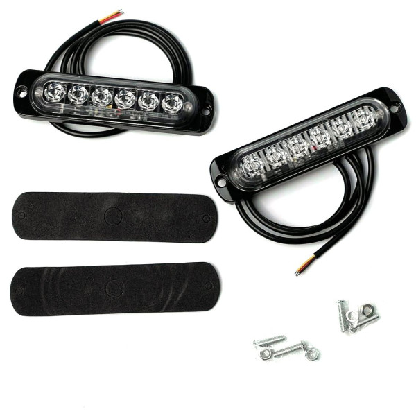 Страбоскоп Світлодіодний 12-24V / LED 6 Шт / 12 Режимів / Червоно-Синій 2 шт (BS-6LED R+B)