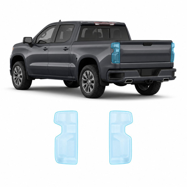Антигравийная защитная бронепленка по лекалам для Chevrolet Silverado IV facelift 2022- задние фонари стопы
