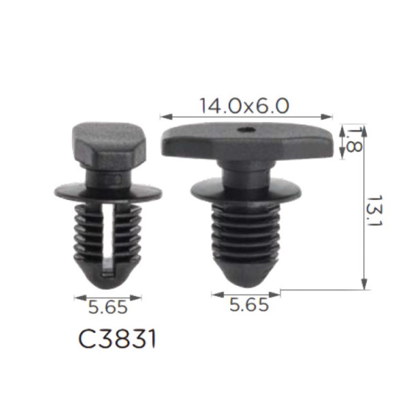 Клипса крепления уплотнительной резинки капота, Volkswagen, Seat (3D0823717) (C3831)