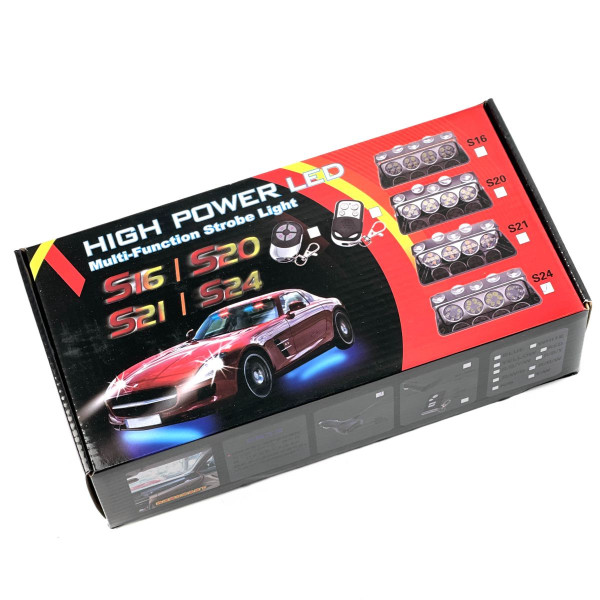Страбоскоп Светодиодный 12-24V LED 24 шт DRL 280x140x70 мм Красно-Синий (KING S24)