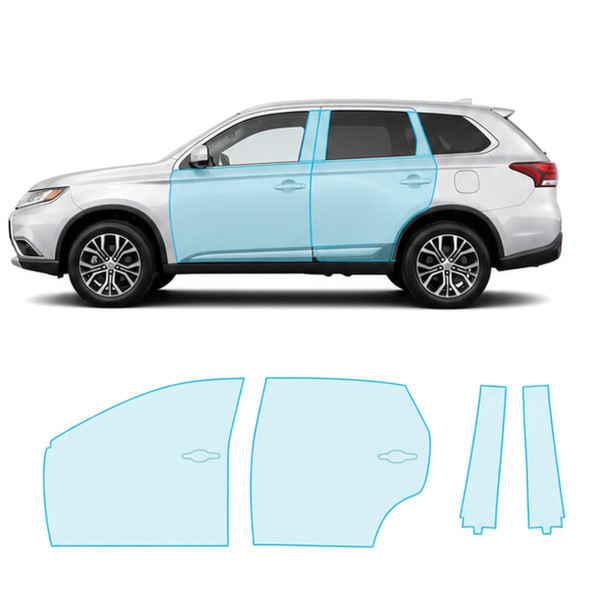 Антигравійна захисна бронеплівка за лекалами для Mitsubishi Outlander GG facelift 2015-2021 - зони дверей і стійки вікон