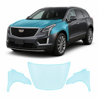 Антигравийная защитная бронепленка по лекалам для Cadillac XT5 I facelift 2020- капот и передние крылья