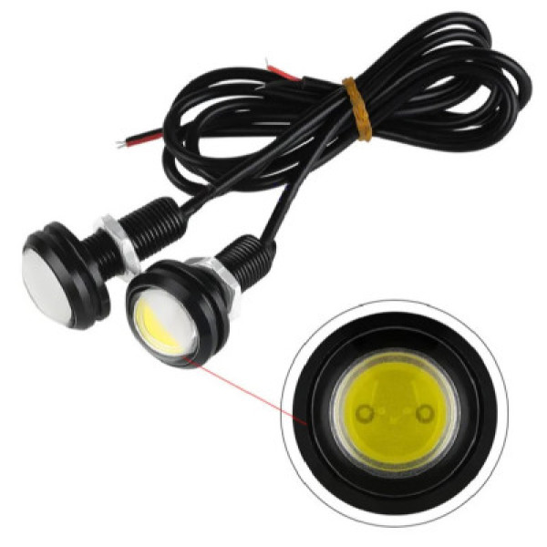 LED Дневные ходовые огни ДХО глазки врезные D23 мм 1.5W 12V (SOB 2smd) Белые 2 шт