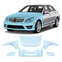 Антигравійна захисна бронеплівка за лекалами для Mercedes-Benz C-Class W204 facelift 2011-2014 - передня частина авто (капот бампер крила))