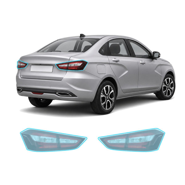 Антигравийная защитная бронепленка по лекалам для LADA Vesta NG facelift 2022- задние фонари стопы