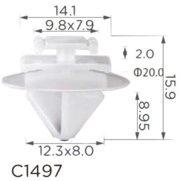 Клипса крепления молдинга двери крыло жабо PEUGEOT CITROEN FIAT RENAULT LANCIA KIA HYUNDAI CHRYSLER ALFA ROMEO 15569 C1497