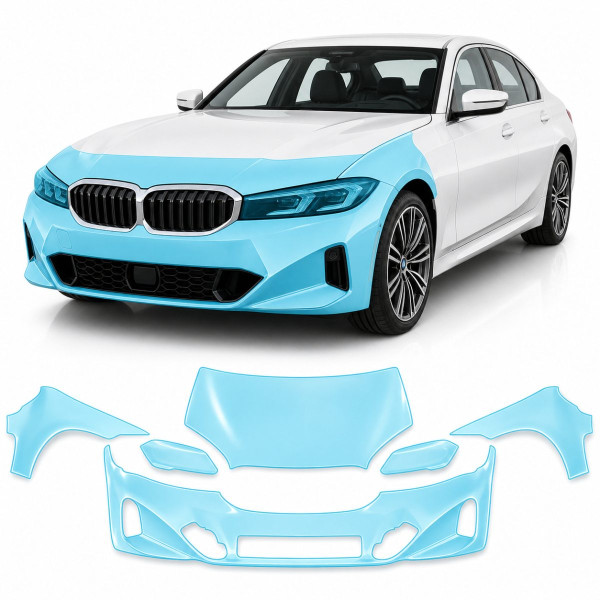 Антигравійна захисна бронеплівка за лекалами для BMW 5 Series G30 facelift 2020-2023 - передня частина авто (капот бампер фари крила)