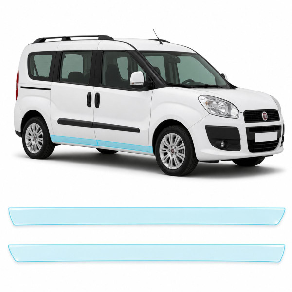 Антигравийная защитная бронепленка по лекалам для Fiat Doblo II 2010-2022 - нижняя зона кузова пороги