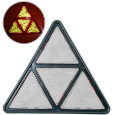 Катафот Трикутний Пластик 175 x 155 x 12 мм (з рамкою та гвинт) Білий 1 шт (YUCE YP-35)