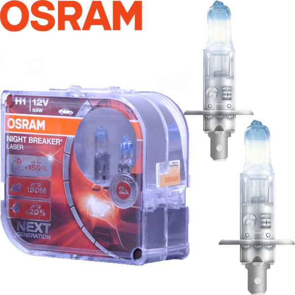 Автолампа галогенна Osram Night Breaker Laser +150% 12V H1 55W 2 шт (64150 NL-BOX)