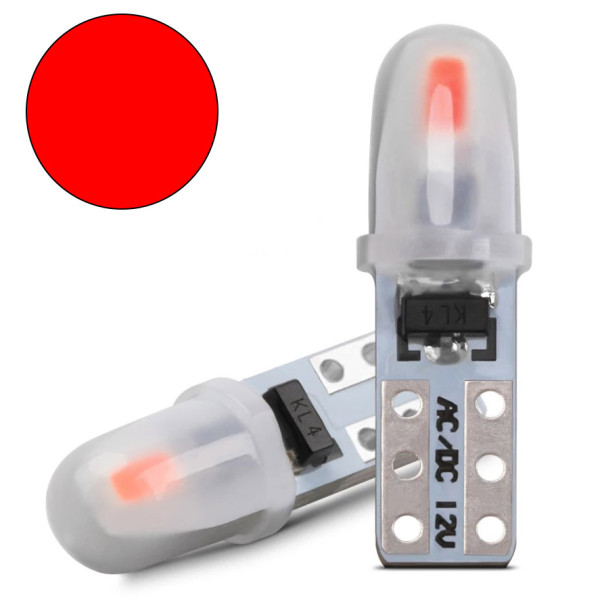Светодиод 12V Т5 SMD 2-3014 3D Стекло 0,6W 40Lm Красный свет (№87)
