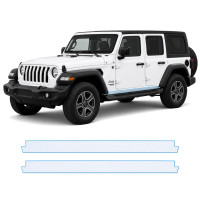 Антигравийная защитная бронепленка по лекалам для Jeep Wrangler JL 2018-2023 - нижняя зона кузова пороги