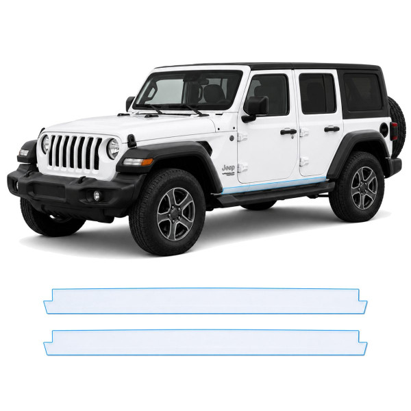 Антигравийная защитная бронепленка по лекалам для Jeep Wrangler JL 2018-2023 - нижняя зона кузова пороги
