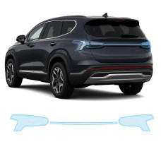 Антигравийная защитная бронепленка по лекалам для Hyundai Santa Fe TM facelift 2021-2023 - задние фонари стопы