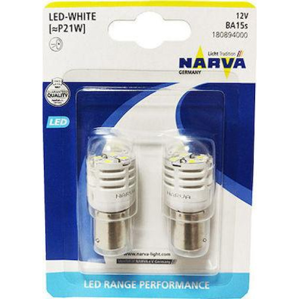 Светодиод LED Narva 12V BA15s P21 / White 6500K 2 шт (180894000)