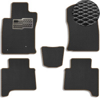 Килимки в салон EVA для Toyota Prado 120 2002-2010 (Металевий підп'ятник) Чорні-Коричневий кант 5 шт