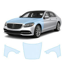 Антигравийная защитная бронепленка по лекалам для Mercedes-Benz S-Class W222 facelift 2017-2020 - капот и передние крылья