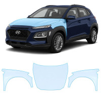 Антигравийная защитная бронепленка по лекалам для Hyundai Kona OS 2017-2020 - капот и передние крылья