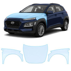 Антигравийная защитная бронепленка по лекалам для Hyundai Kona OS 2017-2020 - капот и передние крылья