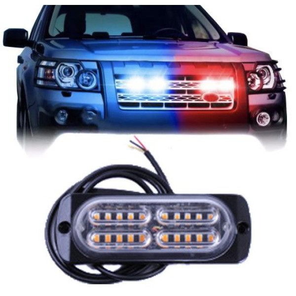 Страбоскоп Світлодіодний 12-24V / LED 4 Шт / 12 Режимів / Білий 1 шт (BS-20LED W)