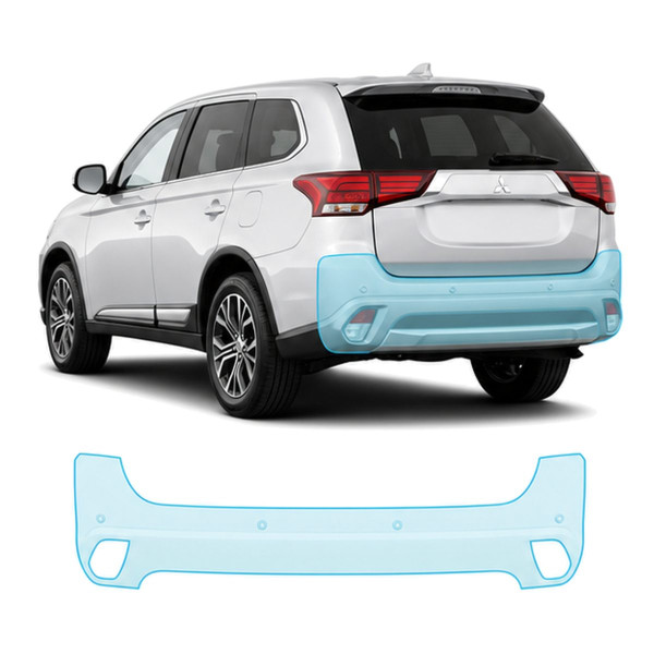 Антигравийная защитная бронепленка по лекалам для Mitsubishi Outlander GG facelift 2015-2021 - задний бампер