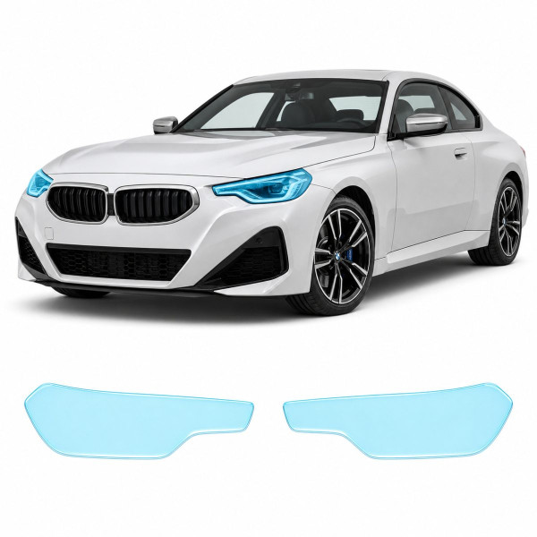Антигравийная защитная бронепленка по лекалам для BMW 2 Series G42 2021- оптика (фары и ПТФ)