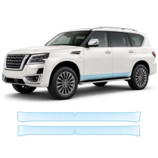 Антигравийная защитная бронепленка по лекалам для Nissan Patrol Y62 facelift 2 2019- нижняя зона кузова пороги