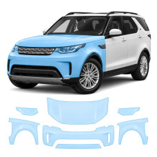 Антигравийная защитная бронепленка по лекалам для Land Rover Discovery L462 2017-2020 - передняя часть авто (капот бампер фары крылья)