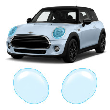 Антигравийная защитная бронепленка по лекалам для Mini Cooper F56 facelift 2018-2021 - оптика (фары и ПТФ)