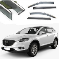 Дефлекторы окон ветровики Benke для Mazda CX-9 2015- Хром Молдинг Из Нержавеющей Стали 3D (BMDC91523-W/S)