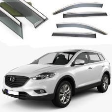 Дефлектори вікон вітровики Benke для Mazda CX-9 2015- Хром Молдинг З Нержавіючої Сталі 3D (BMDC91523-W/S)