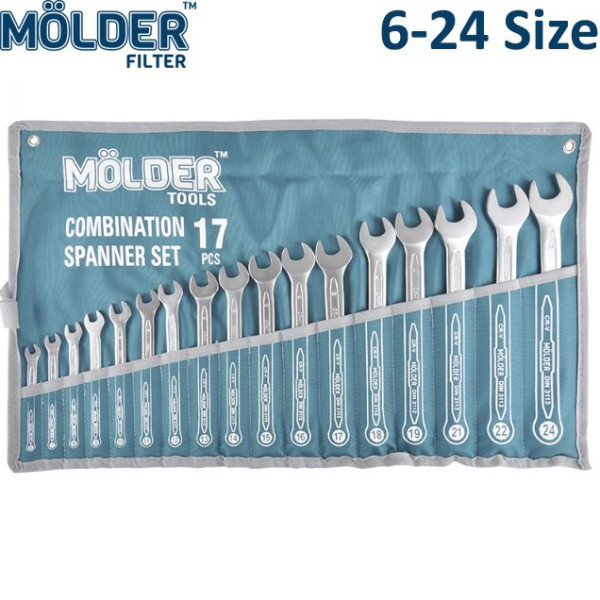 Набір ключів комбінованих ріжково накидних MOLDER 6-24 мм 17 шт Оригінал (MT58117)