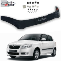 Дефлектор капоту мухобійка Skoda Fabia 5J 2007-2011 Євро Кріплення (Vip Tuning)