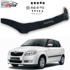 Дефлектор капоту мухобійка Skoda Fabia 5J 2007-2011 Євро Кріплення (Vip Tuning)
