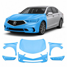 Антигравийная защитная бронепленка по лекалам для Acura RLX I facelift 2018-2020 - передняя часть авто (капот бампер фары крылья)