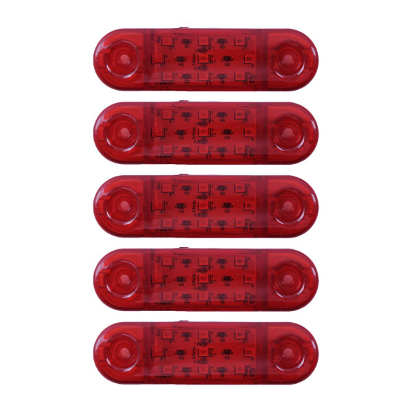 Габарит овальный 110х40 мм 12/24V Led 9 диодов Касный 5 шт (MRT 23 К 132)