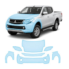 Антигравійна захисна бронеплівка за лекалами для Mitsubishi L200 V 2015-2019 - передня частина авто (капот бампер крила))