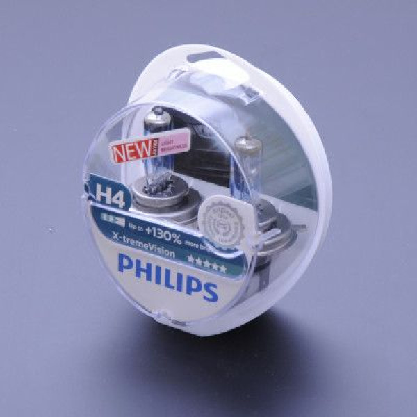 Автолампа галогенная Philips X-treme Vision +130% H4 12V 55W 3500K 2 шт (12342XV+S2)