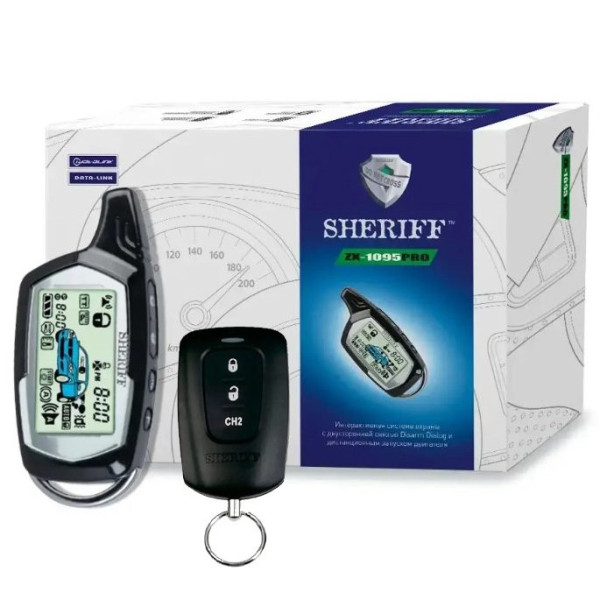 Двухсторонняя Cигнализация Sheriff ZX-1095 PRO Турботаймер Запуск Двигуна 2 Брелки LCD Дисплей
